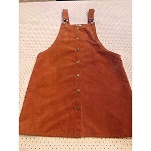 Blue Rain Corduroy Overall Dress Women's Medium Rust Orange Pinafore
